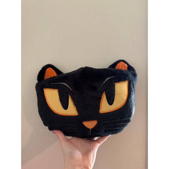 2021 Target Black Cat Hyde EEK Halloween Throw Pillow‎ 12"x 11" Faux Fur - Picture 1 of 3